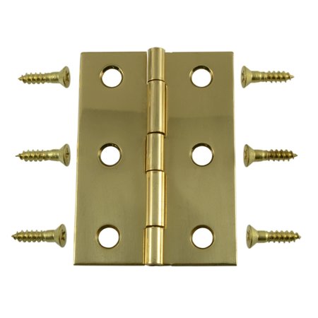 MIDWEST FASTENER 2-1/2 x 1-3/4" Solid Brass Butt Hinges 2PK 37165